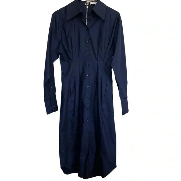 NEW Tibi Navy Button Down Shirt Dress Size Extra Small - Picture 1 of 8